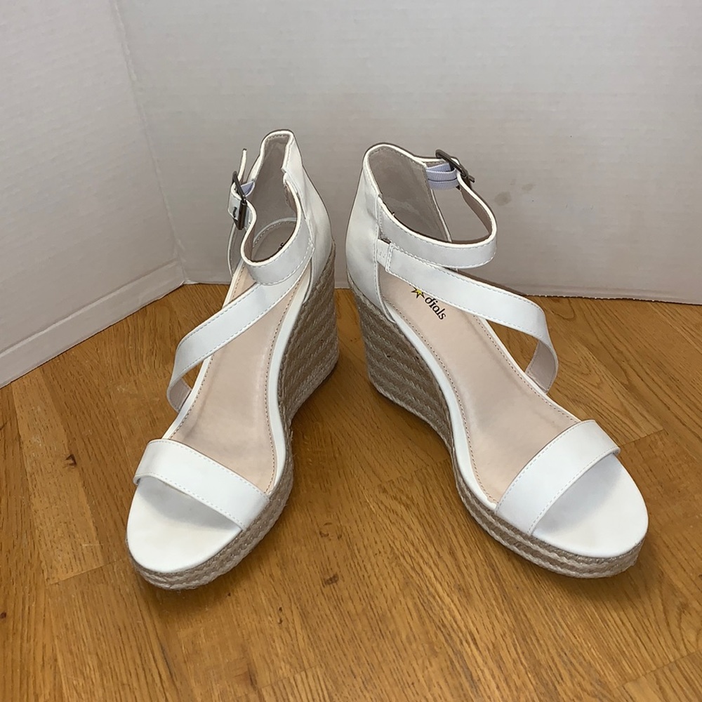 Seven dials strappy wedge heels